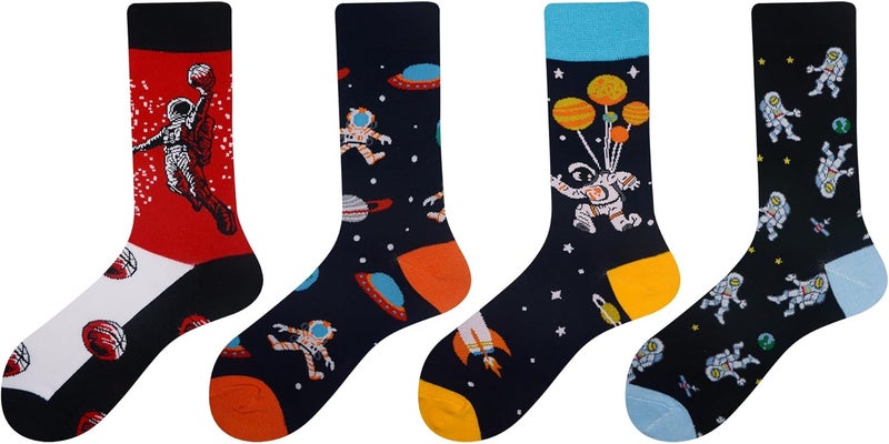 Cansok Men's 2/4 Packs Fun Crazy Novelty Dress Crew Socks - Image 2
